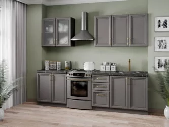 Кухонный гарнитур Джелатто 02 Черный Оникс серый