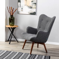 Кресло Хайбэк темно-серый/т.орех