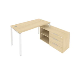 Рабочая станция на П-образном м/к с опорной тумбой правая Metal System Б.РС-СТС-2.3 Пр Акация/Белый
