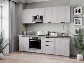 Кухонный гарнитур Джамис 2400 Белый Белый камень