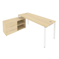Рабочая станция на П-образном м/к с опорной тумбой левая Metal System БП.РС-СТС-2.5 Л Акация/Белый