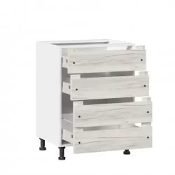 Тумба кухонная 600 с 3 ящиками ЛЮКС (4) Винченца ЛД 234.910.000.017 Тип 2 Белый Дуб Крафт белый