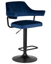 Стул барный DOBRIN CHARLY BLACK (синий велюр (MJ9-117)) 2 шт