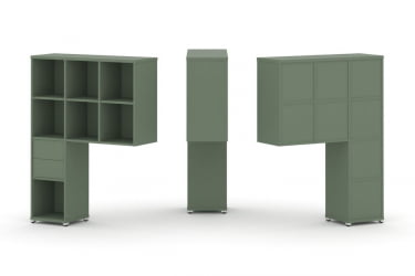 Надставка на стол высокая односторонняя + задняя стенка (8 шт.) + блок с 2-мя ящиками (1 шт.) CОНCЕПТ CН.ОНВ-002 Кобо Белый металл / CONCEPT CN.ONV-002