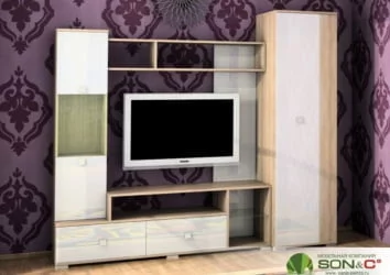 Стенка Карисма 5а Дуб сонома/Белый глянец