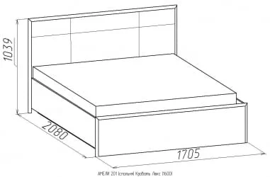 Кровать АМЕЛИ 1600 Люкс 201 с основанием дерево (венге)