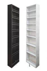 Поворотный шкаф в белом глянцевом стекле Драйв Шелф (левый) Венге