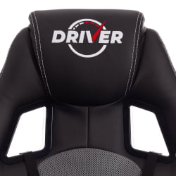 Кресло DRIVER (22) кож/зам/ткань, черный/серый, 36-6/TW-12