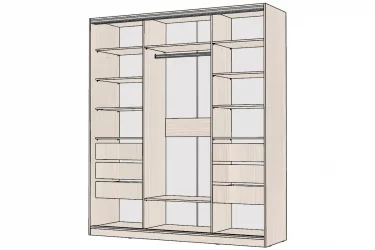 Шкаф-купе 3-х дверный Виктория 2000х584х2300, Бодега светлая 20ДЗДЗДЗ-ЯЯПП-Бс 310-3307