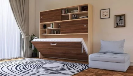 Односпальная кровать с подъемным механизмом Смарт 3 с полками Венге