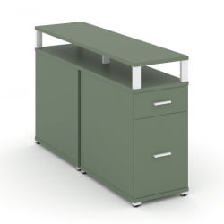 Тумба двухсторонняя опорная приставная с ящиком, распашным фасадом и надставкой CONCEPT CN.DTGO-006 B/W Кобо Белый