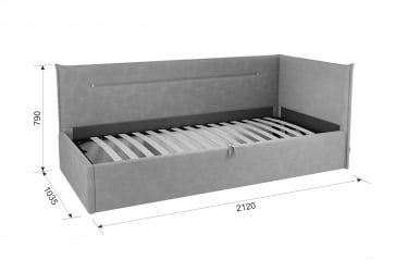 Кровать  0.9 Альба (Тахта) КМ.T-16 медовый (велюр)