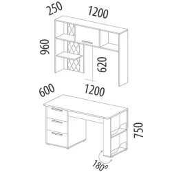 Стол с надстройкой (лев/прав) Аляска 61