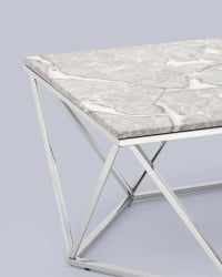 Журнальный столик Авалон silver 122*66 Серый мрамор