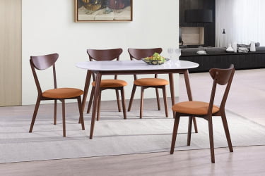 Стол обеденный MAX (Макс) основание бук, столешница мдф, 140 х 80 х 75см, Белый + Коричневый