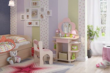 Детский стол Ромашка модуль 01 Дуб млечный/Розовый