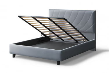 Кровать СОФИЯ 2000*1600мм (на опорах), велюр NEO 25 (серый), (б/основания, б/матраса)