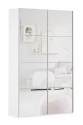 Белый шкаф-купе с зеркалом Прайм 1600 Зеркало/Зеркало Белый снег