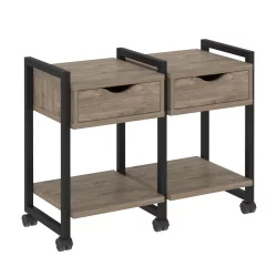 Тумба на колесных опорах наборная. Вариант №1 LOFT VR.L-TN-1.K Металл черный Тиквуд темный