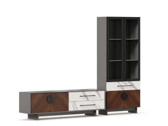 Набор мебели для гостиной Вилена №5 Серый/Орех/Монте белый