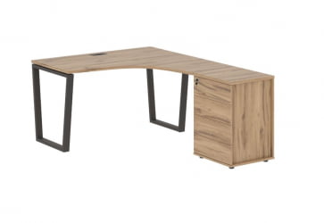 Стол эргономичный с тумбой правый EDIS EVCET 1318 R Дуб Денвер светлый Мокко