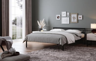 Кровать Мета с ортопедическими латами Цвет фасада: Чёрный; Цвет корпуса: Чёрный; Материал фасада: Металл; Размер: 1400х2000 мм; Спальное место: 1400х2000 мм 