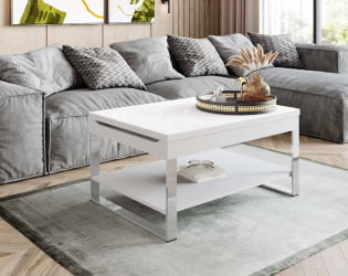 Журнальный стол-трансформер Агат-36 Белый шпон