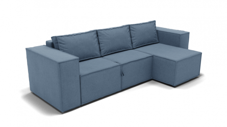 Диван Хилтон-3 угол левый/правый (ЗР) Цвет фасада: Голубой; Тип: Левый/правый; Материал фасада: Металл/Велюр