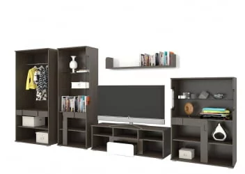 Гостиная Марсель со шкафом Венге Белый глянец