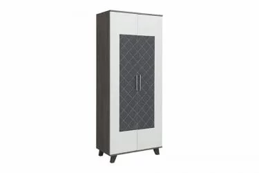 Шкаф двухстворчатый Элена Лайт 2 Ясень Черный Бодега Белый