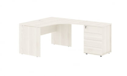 Стол эргономичный с тумбой правый EDIS EDCET 1318 R Ясень Траун Белый