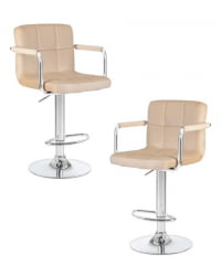 Стул барный ДОБРИН КРУГЕР АРМ (бежевый велюр (МДЖ9-10)) 2 шт / DOBRIN KRUGER ARM (MJ9-10))