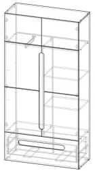 Шкаф двустворчатый с ящиками Палермо Юниор 07 Белый глянец Ясень шимо светлый Красный