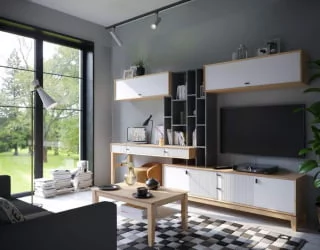 Набор мебели для гостиной Бари №2 Дуб Золотой Оник серый Белый