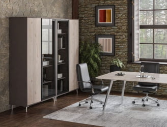 Шкаф высокий комбинированый Сирио СР.314.ВФ.ВХ.ГЛБ Вольфрам Белый / Sirio SR.314.WF.WH.GLB