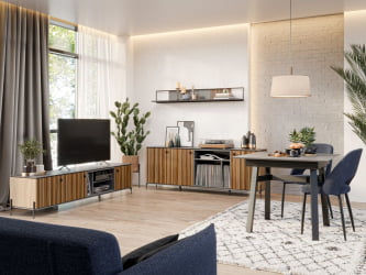 Гостиная Элиот №4 Оникс Серый/Орех фактурный