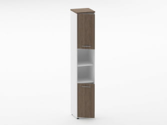 Шкаф 5 узкий закрытый с 2 -мя открытыми полками Deka 10.23.12Л Дуб Верцаска/Белый
