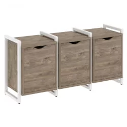 Тумба на регулируемых опорах наборная. Вариант №5 LOFT VR.L-TN-5.O Металл белый Тиквуд темный