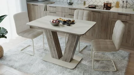 Стол раздвижной Чинзано тип 1 Дуб сонома трюфель/стекло бежевое матовое