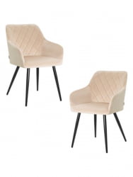 Стул обеденный ДОБРИН РОБЕРТ (черные матовые ножки, велюр В108-98 Бежевый) 2 шт / DOBRIN ROBERT V108-98