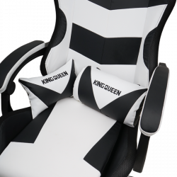 Кресло 1209 KINGQUEEN, цвет черный/белый с подсветкой, 1209-black-white-mass-led