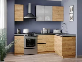 Кухня 2400 угловая Шервуд №6 Черный Дуб золотой