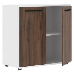 Шкаф с глухими малыми дверьми ЕДИС ЕЛCС 85.1 Дуб Денвер темный Черный Белый / EDIS ELCS