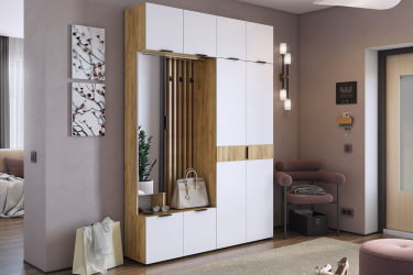 Прихожая Бери К4 Дуб крафт золотой/белое дерево