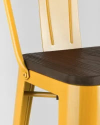 Стул барный Tolix Wood 75.5  со спинкой Желтый