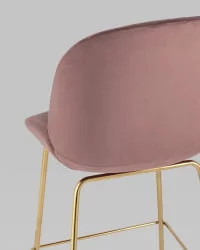 Стул полубарный Beetle со спинкой gold Темно-розовый