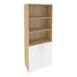 Шкаф высокий широкий (2 низких фасада ЛДСП) ОНИКС О.СТ-1.1 Тиквуд Светлый/Белый / ONIX O.ST-1.1