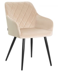 Стул обеденный ДОБРИН РОБЕРТ (черные матовые ножки, велюр В108-98 Бежевый) 2 шт / DOBRIN ROBERT V108-98