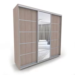 Трехстворчатый шкаф Акцент-Квадро Д 1800х600 Шимо светлый/хром