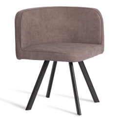 Комплект (стол, 4 стула) QUADRON (mod. PT14) Стол: МДФ/металл, стул: металл/шенилл, 100х100х73 см, 69х56х71 см, Mocha (мокко) LY1701-27/черный